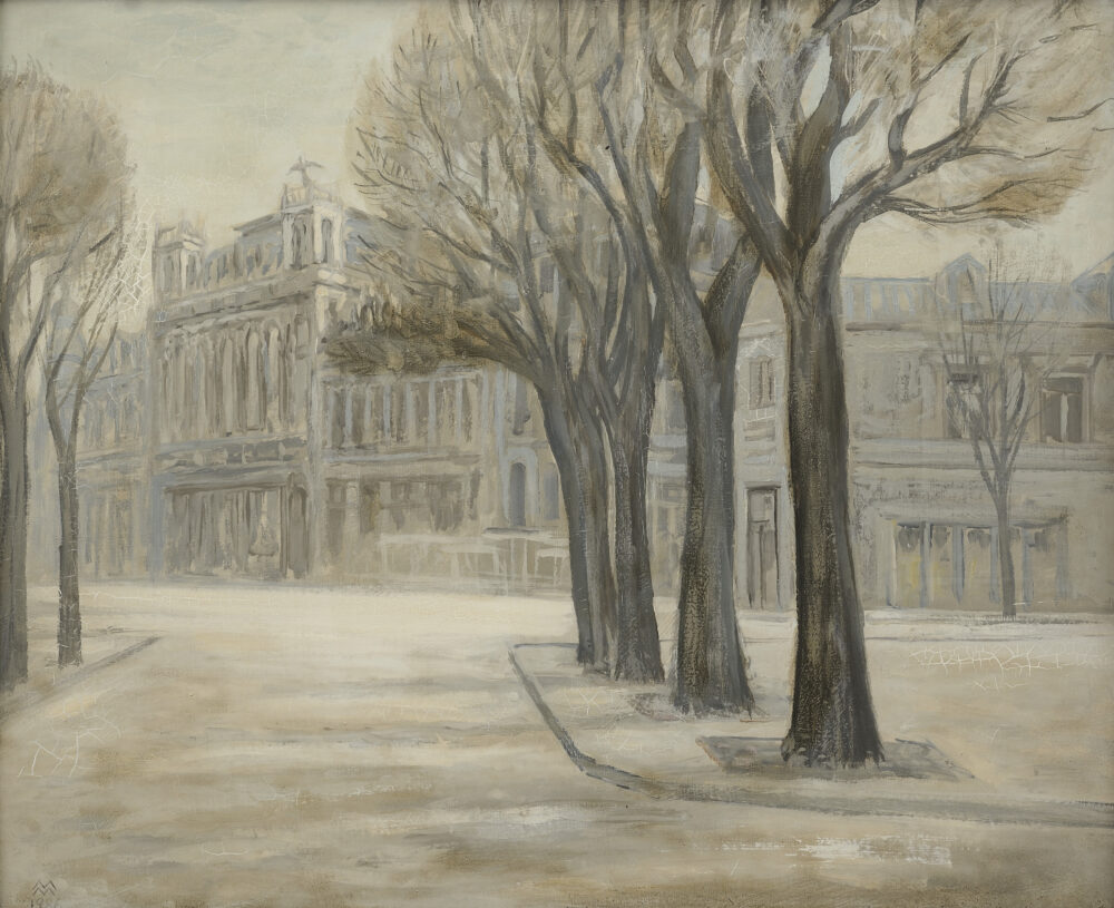 Marko Monev /1939-2004/ - ”The Theater in Rousse” 1986 , collection PhD R.Marinska