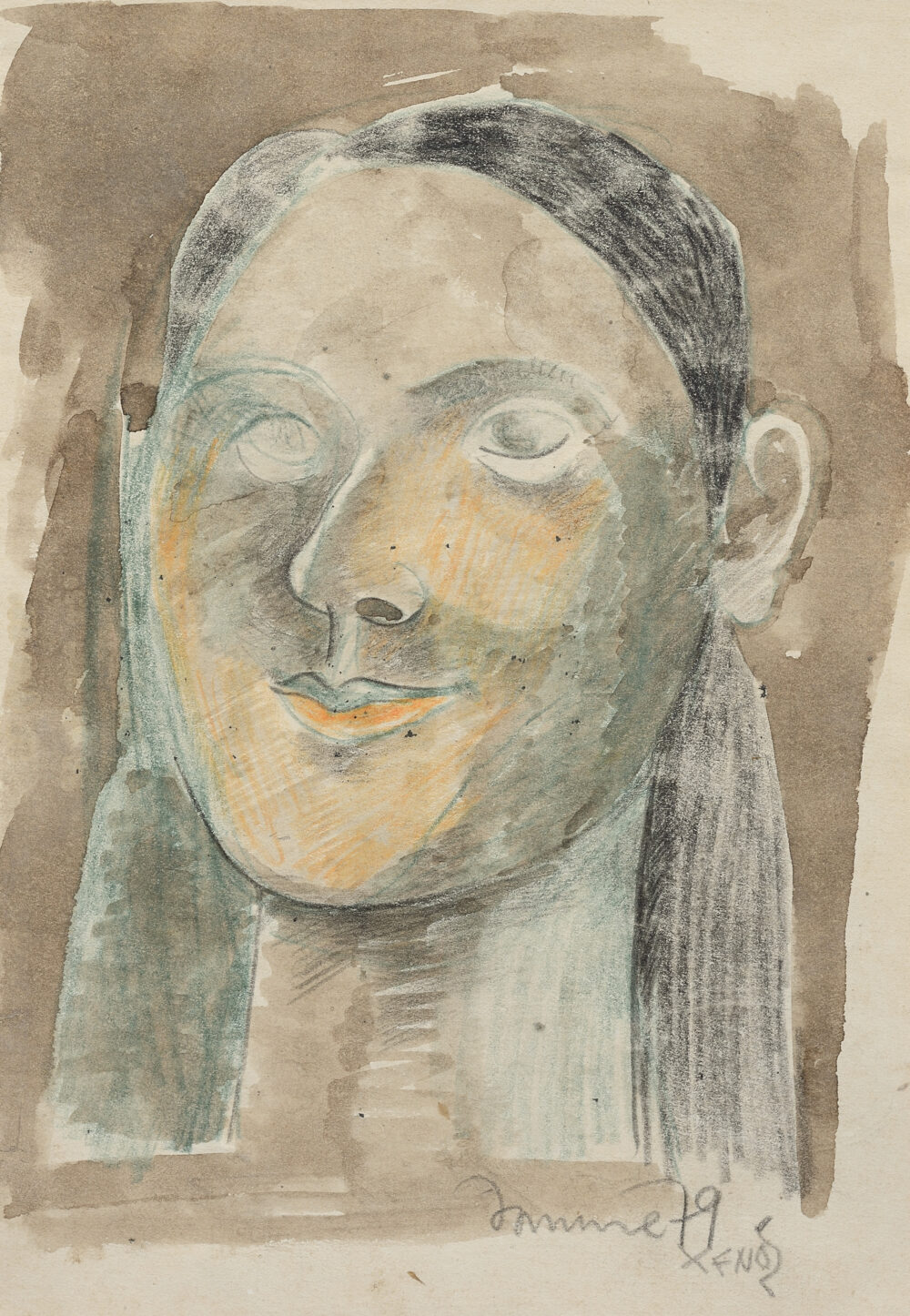 Thomas Kochev-Xenos /1940-1997/ - ”Head of an Ancient Greek Kouros” 1979 , collection PhD R.Marinska