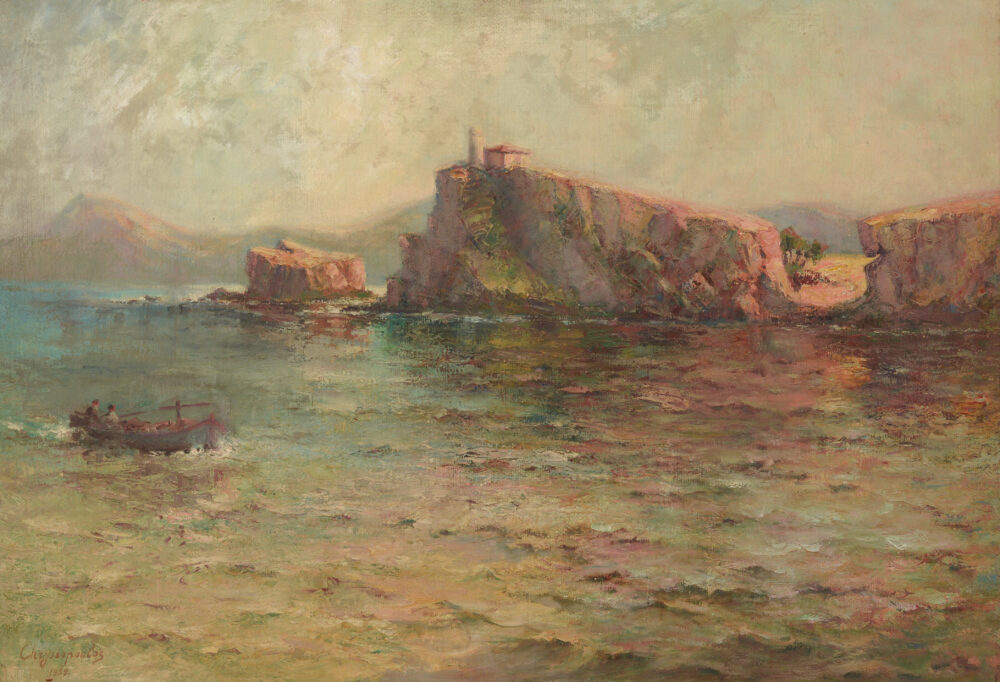 YANIS GEORGIEV CHRYSOPOULOS /1901-1985/ - „Seascape with a boat”