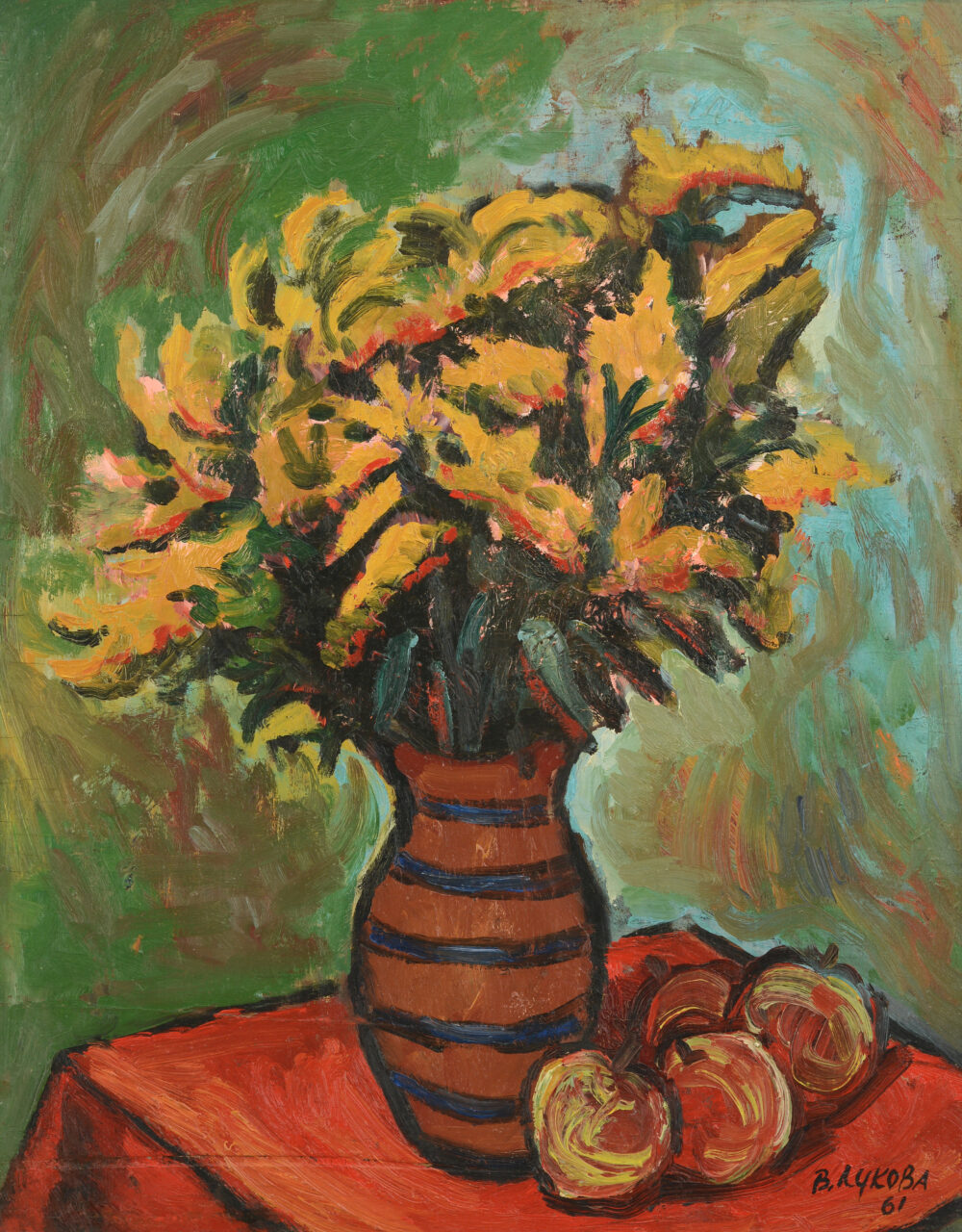 VERA HRISTOVA LUKOVA /1907-1974/ - „A vase with flowers“ 1961