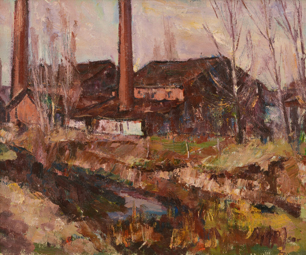 Hristo Ivanov Forev /1927-2005/ - „A river near the factory“ 1960
