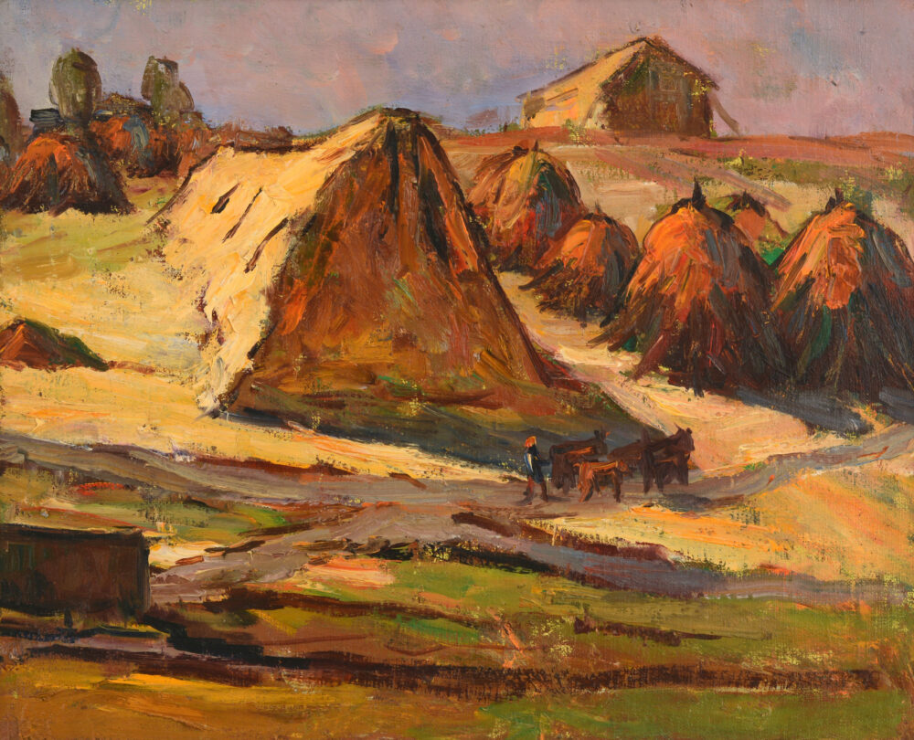 Hristo Ivanov Forev /1927-2005/ - „Landscape with haystacks”