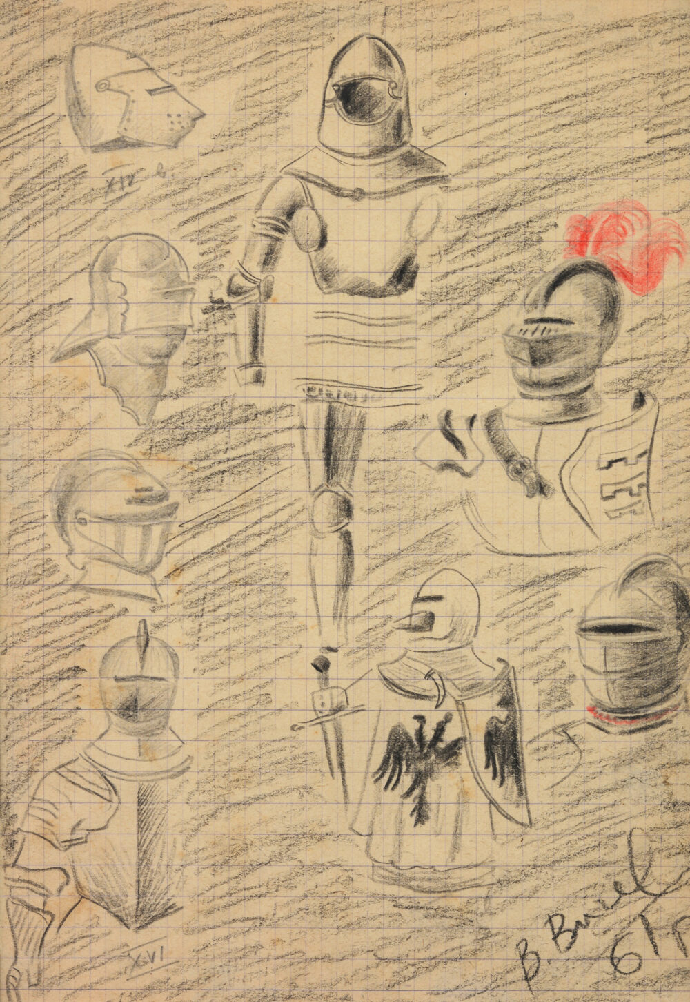 Vladimir Dimitrov Vichev /1917-1979/ - „Sketch, knight’s armor“ d.1961