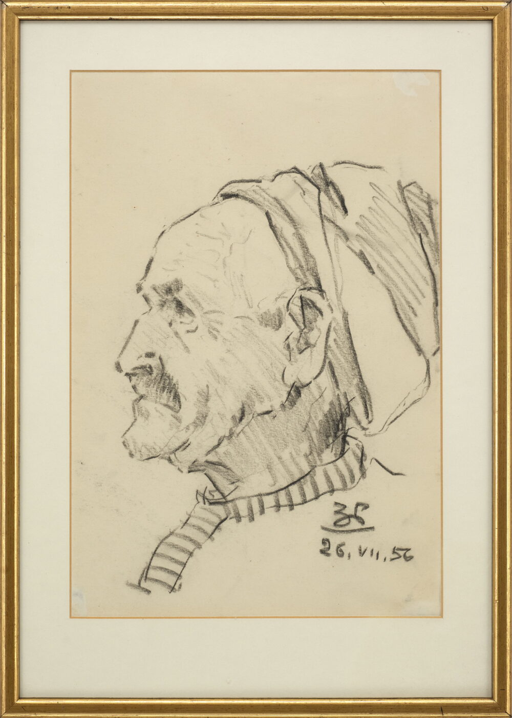 Zlatyu Boyadzhiev /1903-1976/ - "Portrait of a Man with a Turban" 1956